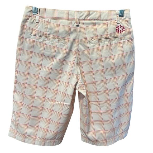 EUC PUMA Youth Boys White Orange Pink Plaid Golf Shorts - Size Large - Picture 5 of 7